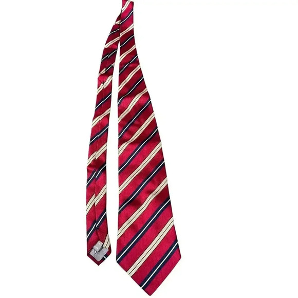 Stafford Executive 100% Silk Tie Red Blue & Gold Stripes Men's Luxurious - Picture 3 of 6